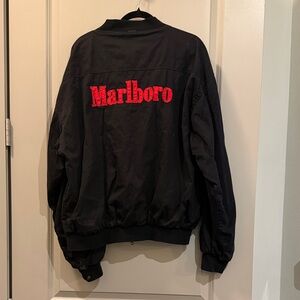 Vintage Marlboro Black Bomber Jacket with Red Logo
